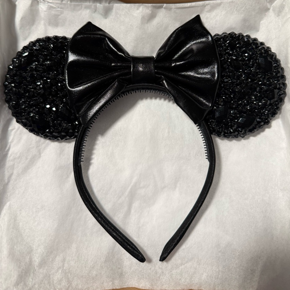 Black Rhinestone Mouse Ears Headband
